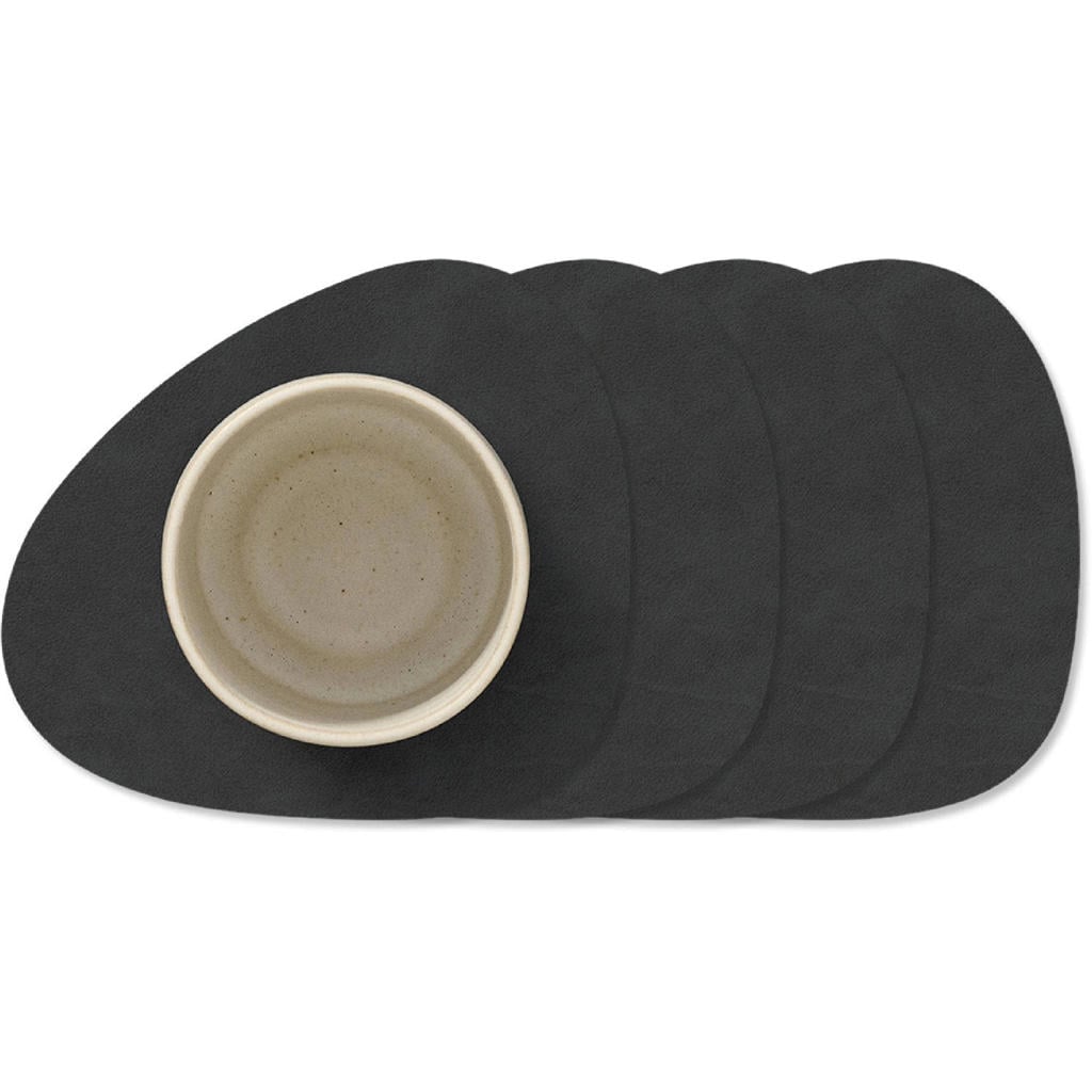 LIND DNA LIND DNA Onderzetters Nupo - Leer - Black - 13 x 11 cm - 4 Stuks