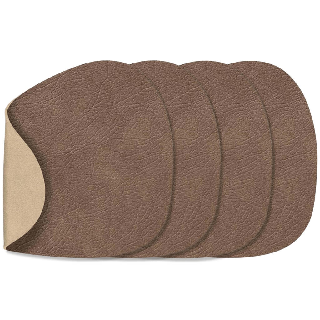 LIND DNA LIND DNA Onderzetters Nupo - Leer - Brown / Sand - dubbelzijdig - 13 x 11 cm - 4 Stuks