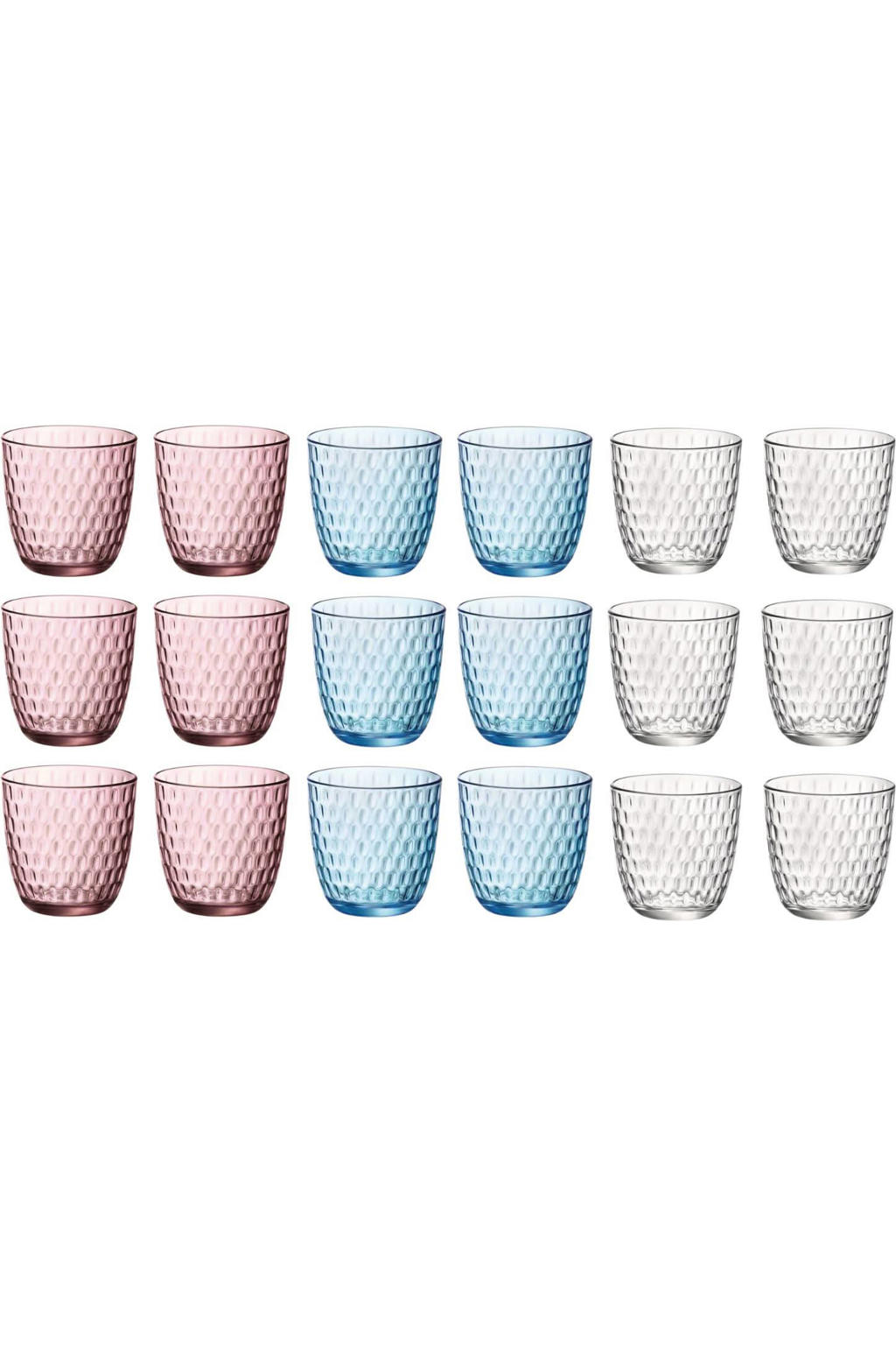 Bormioli Rocco Gekleurde Waterglazen 290 ml - Glazenset Slot - 18 stuks
