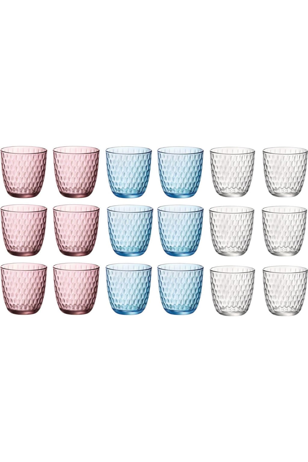 Bormioli Rocco Gekleurde Waterglazen 290 ml - Glazenset Slot - 18 stuks