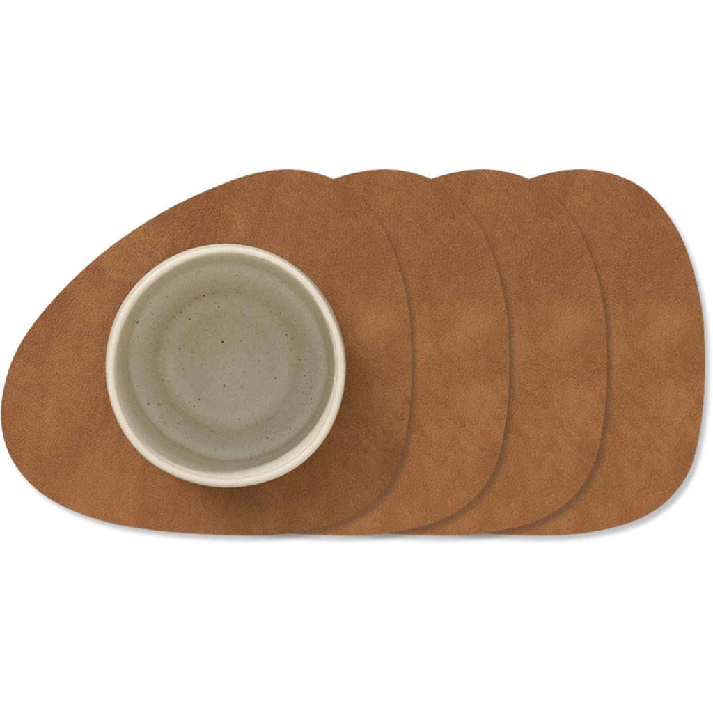 LIND DNA LIND DNA Onderzetters Nupo - Leer - Nature - 13 x 11 cm - 4 Stuks