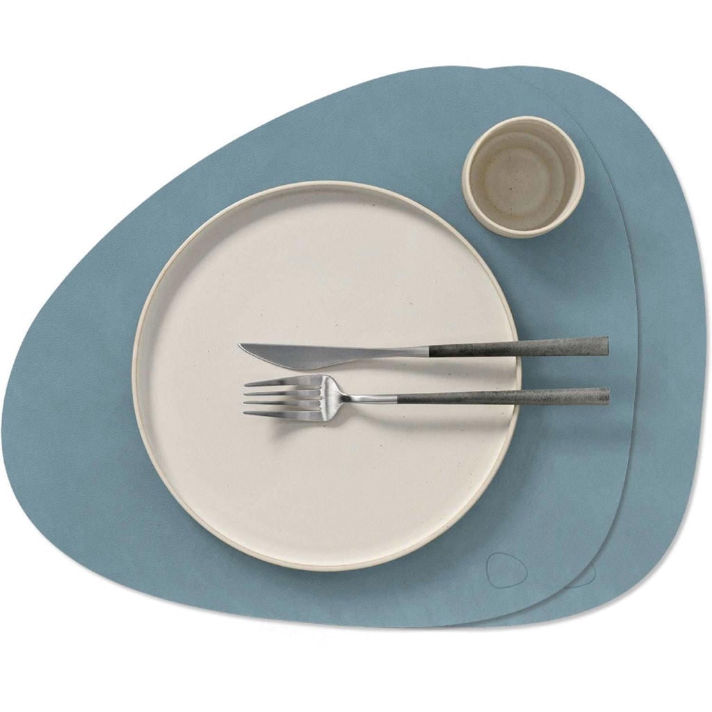 LIND DNA LIND DNA Placemats Nupo - Leer - Light Blue - Curved - 44 x 37 cm - 2 Stuks