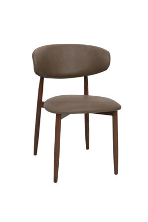 Eetkamerstoel Alexia - Taupe/Walnoot - PU Leer - Set van 2