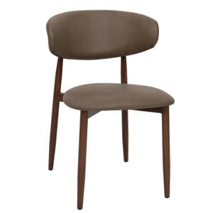 Eetkamerstoel Alexia - Taupe/Walnoot - PU Leer - Set van 2