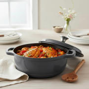 thumbnail: Cookinglife Braadpan met deksel - Heritage Cast Gietijzer - Grijs - ø 22 cm / 2.4 Liter - geëmailleerde anti-aanbaklaag