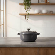 thumbnail: Cookinglife Braadpan met deksel - Heritage Cast Gietijzer - Grijs - ø 22 cm / 2.4 Liter - geëmailleerde anti-aanbaklaag