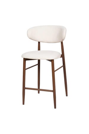 Barstoel Alexia - Beige/Walnoot (set van 2)