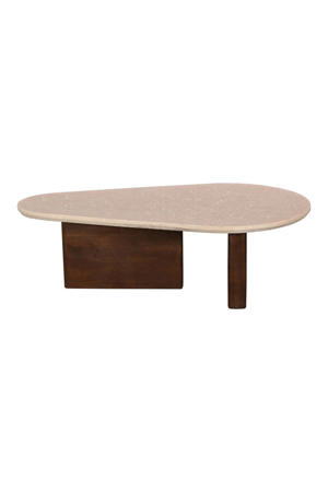 Salontafel Ayla Organisch - Marmer/Hout - Donkerbruin - 120x70x38cm