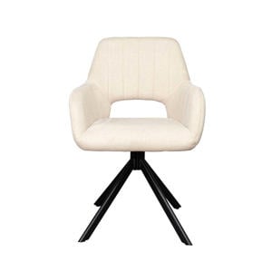 Eetkamerstoel Nola - Polyester/Metaal - Beige - Set van 2