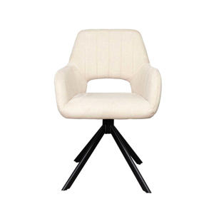 Eetkamerstoel Nola - Polyester/Metaal - Beige - Set van 2 