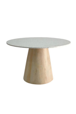 Salontafel Sara Rond - Terrazzo/Hout - Naturel - 55x55x38cm