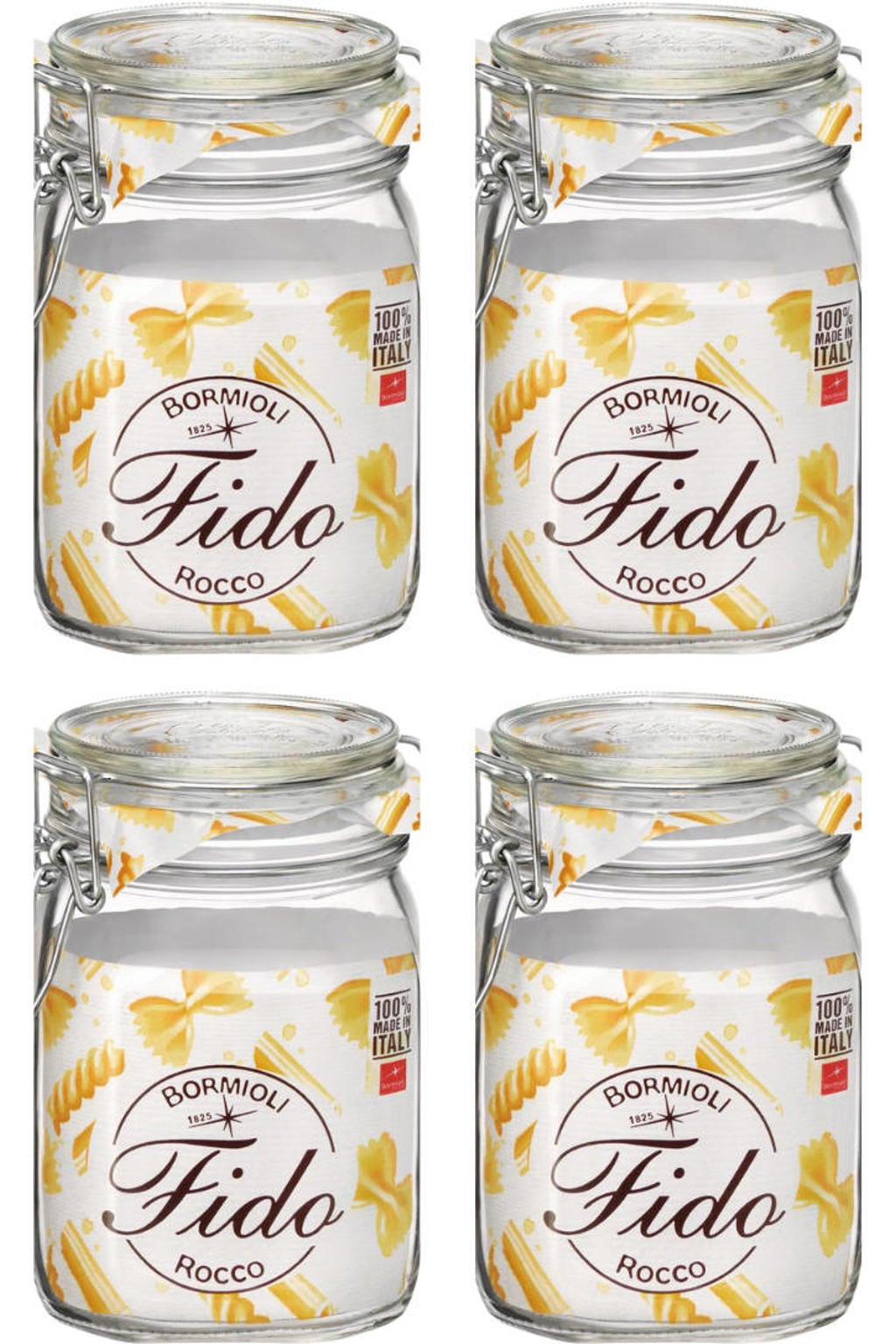 Bormioli Rocco Weckpotten Fido 11 x 11 cm / 1 liter - 4 stuks