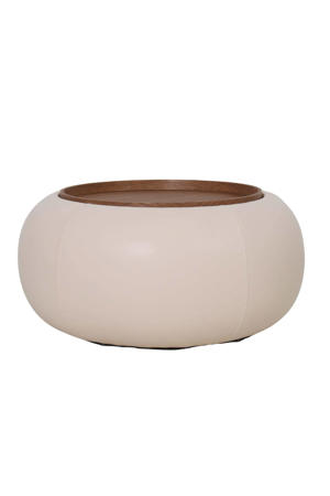 Salontafel Draby - Rond Beige/Walnoot - Incl. Opbergruimte - 73cm