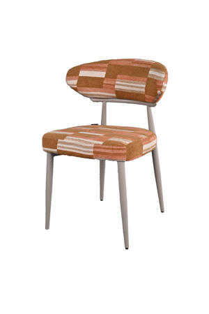 Eetkamerstoel Nora - Terracotta/Greige Stof - Set van 2