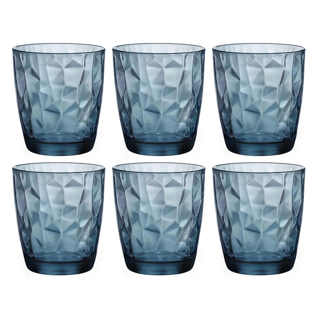 Bormioli Rocco Waterglazen Diamond - Blauw - 390 ml - 6 stuks
