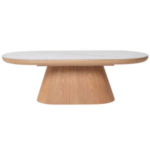Salontafel Alba - Ovaal Naturel Hout/Keramisch - 120x60x38cm