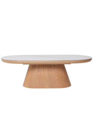 Salontafel Alba - Ovaal Naturel Hout/Keramisch - 120x60x38cm