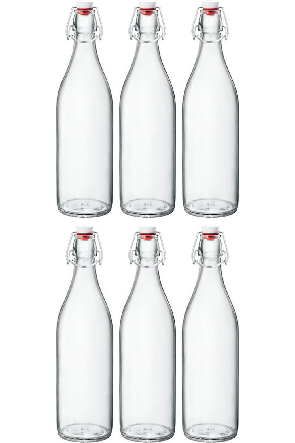 Bormioli Rocco Beugelflessen / Weckflessen Giara - Transparant - 1 liter - 6 stuks