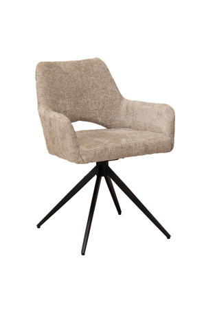 Eetkamerstoel Josh - Stof/Metaal - Beige - Set van 2 