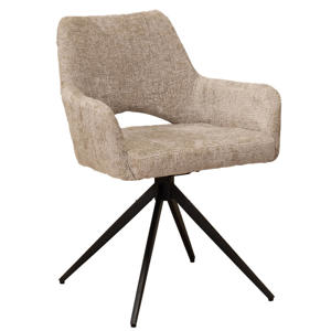 Eetkamerstoel Josh - Stof/Metaal - Beige - Set van 2