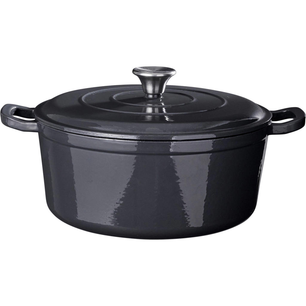 Cookinglife Braadpan met deksel - Heritage Cast - Gietijzer - Grijs - ø 28 cm / 5.1 Liter - geëmailleerde anti-aanbaklaag