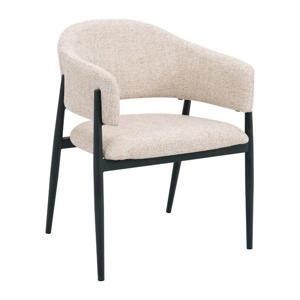 Eetkamerstoel Dénia - Beige/Zwart Stof - Set van 2