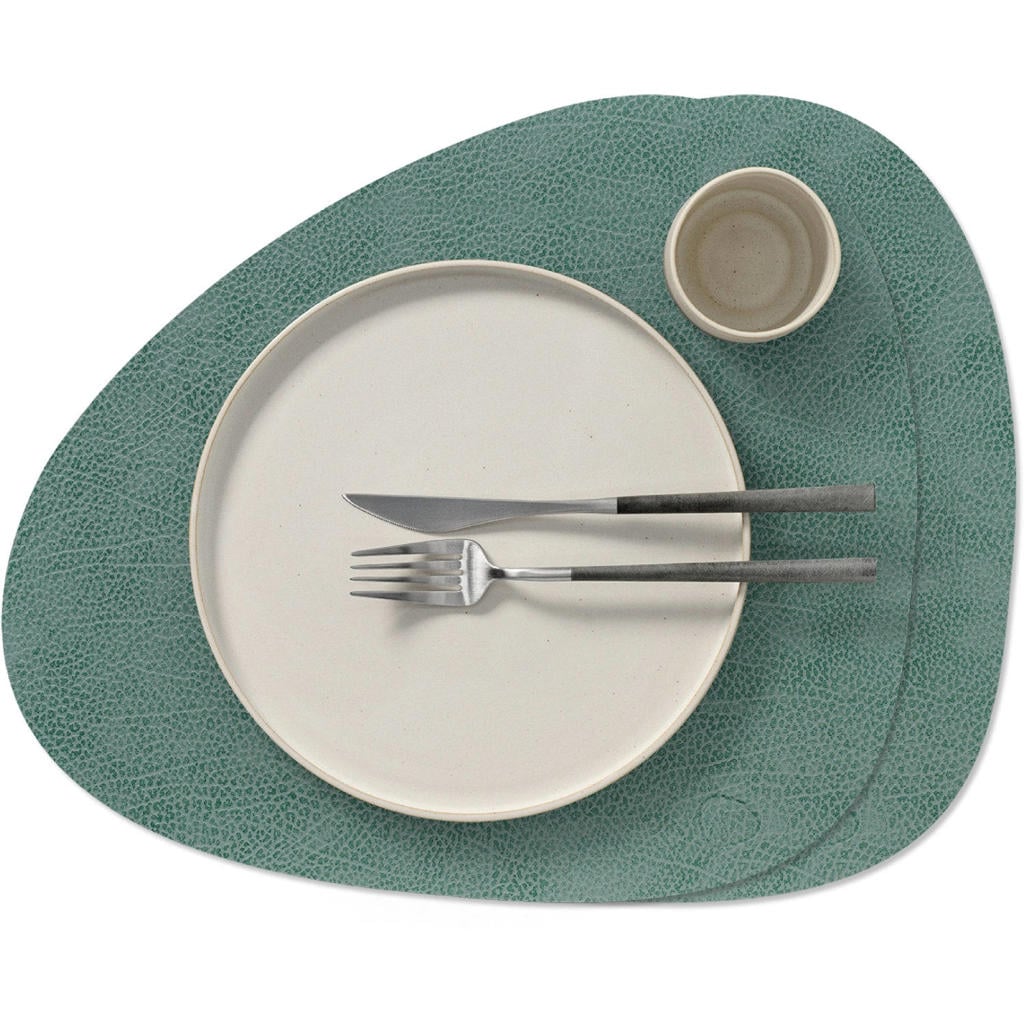 LIND DNA LIND DNA Placemats Hippo - Leer - Pastel Green - Curved - 44 x 37 cm - 2 Stuks