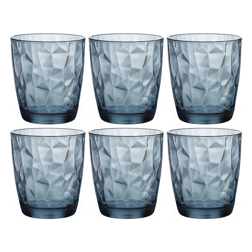 Bormioli Rocco Waterglazen Diamond - Blauw - 300 ml - 6 stuks