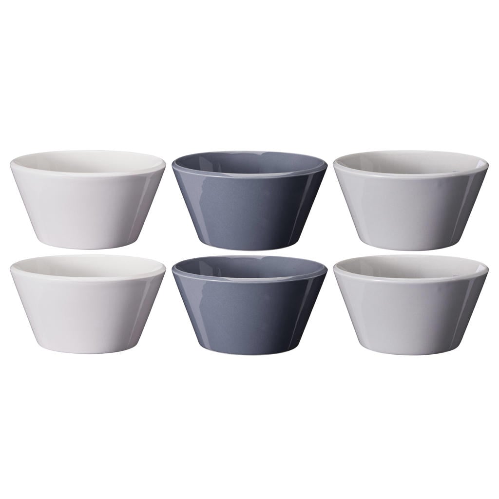 Cookinglife Soepkommen / Kommen - Siaki Wit / Blauw / Grijs ø 14 cm - Porselein - 6 stuks