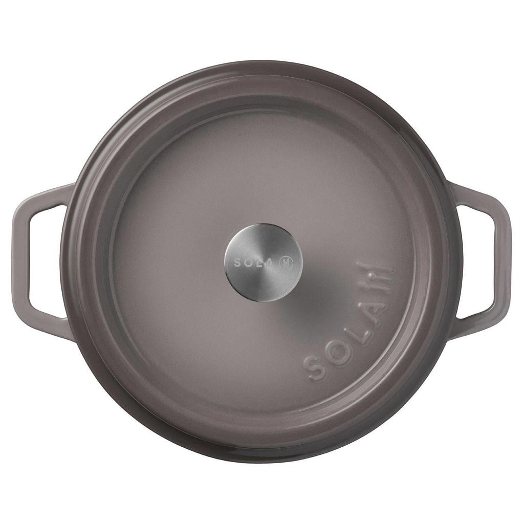 Sola Braadpan met deksel Gietijzer - Grijs - ø 28 cm / 5 Liter - geëmailleerde anti-aanbaklaag