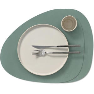 LIND DNA Placemats Nupo - Leer - Pastel Green - Curved - 44 x 37 cm - 2 Stuks
