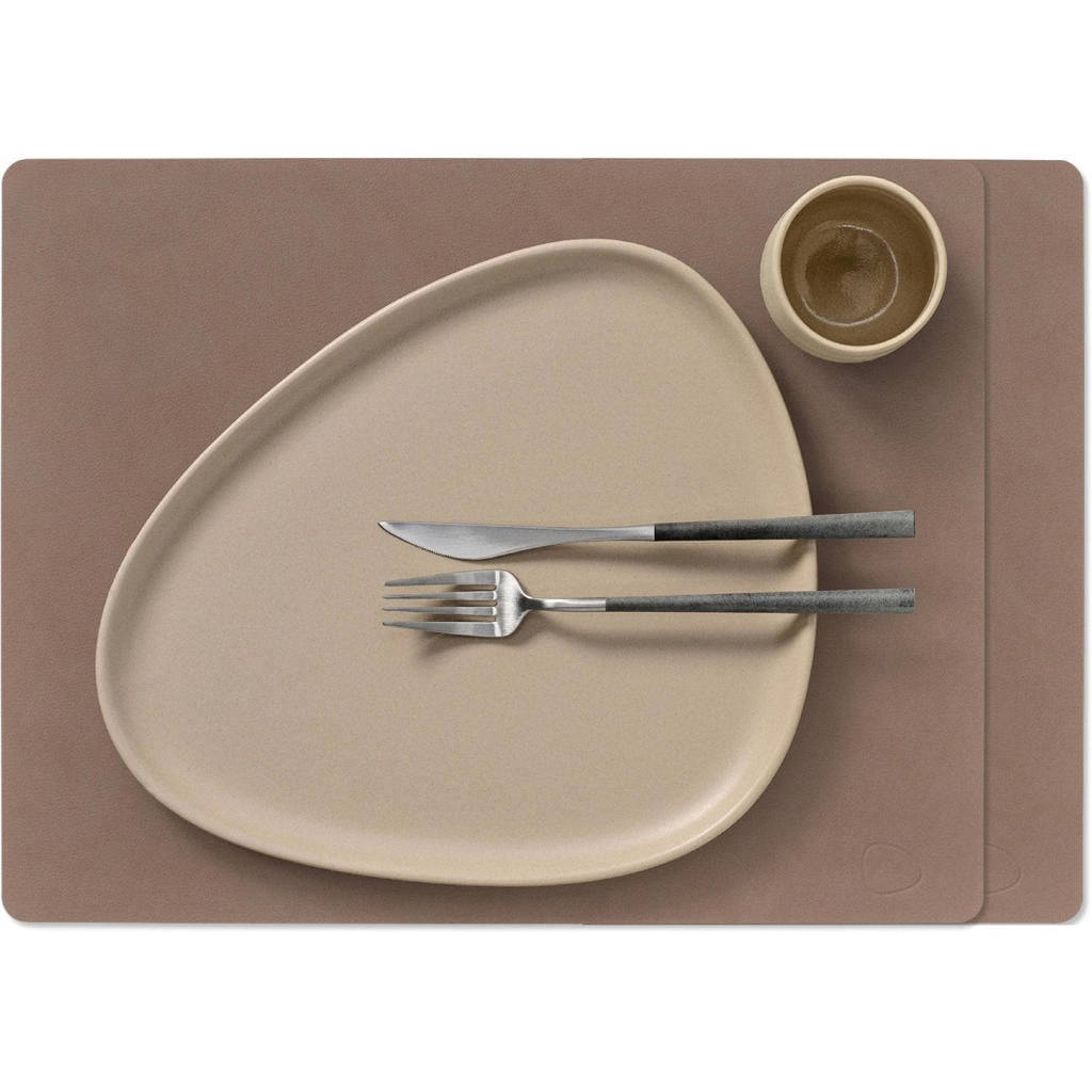 LIND DNA LIND DNA Placemats Nupo - Leer - Truffle - 45 x 35 cm - 2 Stuks