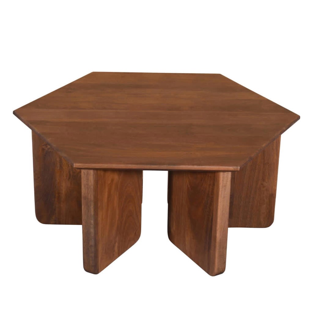 Giga Meubel Salontafel Martos - Donkerbruin Mangohout - 80x80x35cm