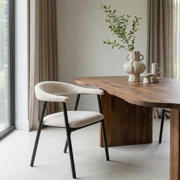 thumbnail: Giga Meubel Eetkamerstoel Mila - Beige/Zwart - 56x54x76cm - Set van 2