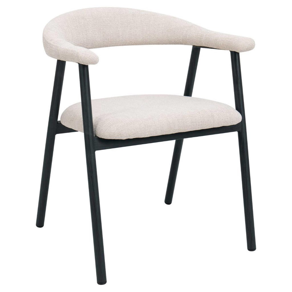 Giga Meubel Eetkamerstoel Mila - Beige/Zwart - 56x54x76cm - Set van 2