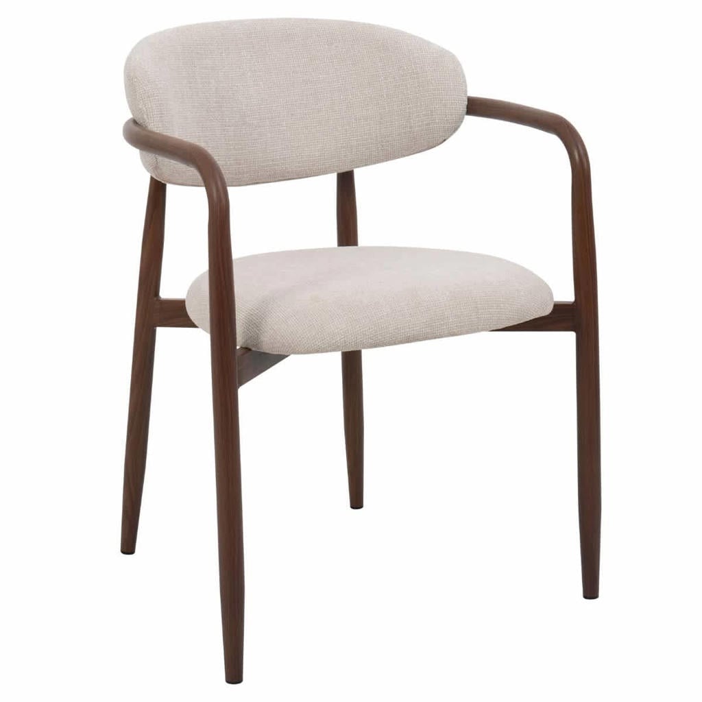 Giga Meubel Eetkamerstoel Alexia - Beige Stof Metaal - 59x57x77cm - Set van 2