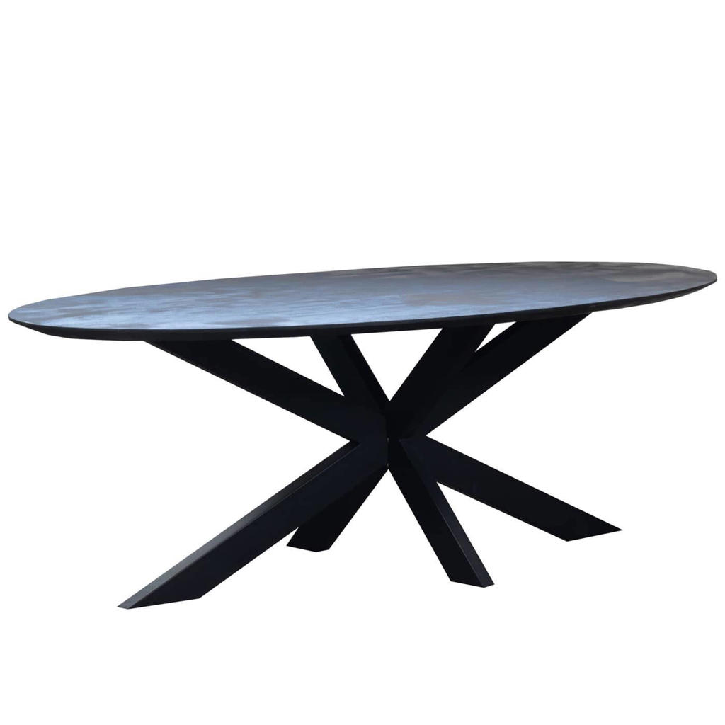 Giga Meubel Eettafel Diamond - Zwart Mangohout - 200x100x78cm