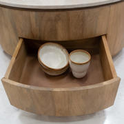 thumbnail: Giga Meubel Salontafel Elan Rond - Travertin - Naturel - 90x90x35cm - Incl. Lades