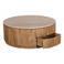 Giga Meubel Salontafel Elan Rond - Travertin - Naturel - 90x90x35cm - Incl. Lades
