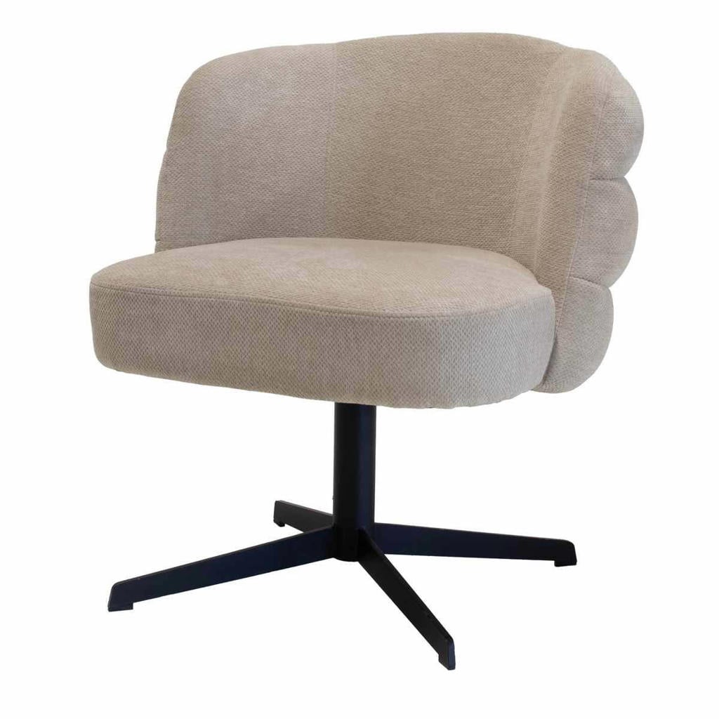 Giga Meubel Eetkamerstoel Félix - Metaal/Stof - Taupe - Set van 2