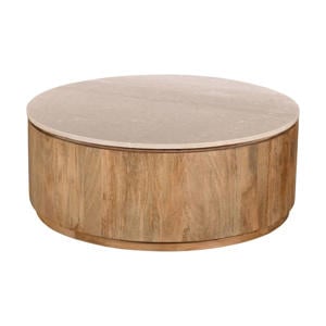 Salontafel Elan Rond - Travertin - Naturel - 90x90x35cm