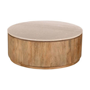 Salontafel Elan Rond - Travertin - Naturel - 90x90x35cm