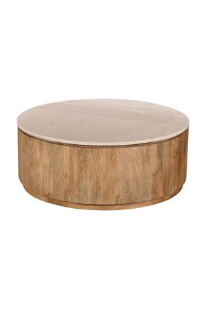 Salontafel Elan Rond - Travertin - Naturel - 90x90x35cm