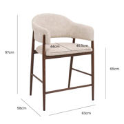 thumbnail: Giga Meubel Barstoel DÃ©nia - Beige/Walnoot Stof - Zithoogte 65cm (set van 2)