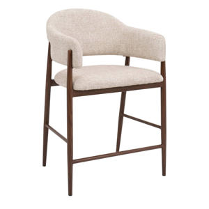 Barstoel DÃ©nia - Beige/Walnoot Stof - Zithoogte 65cm (set van 2) 