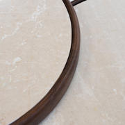thumbnail: Giga Meubel Salontafel Ayase Rond - Marmer/Hout - Donkerbruin - Set van 2