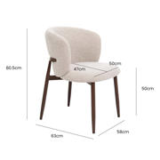thumbnail: Giga Meubel Eetkamerstoel Varde - Stof - Beige/Beige - Set van 2