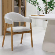 thumbnail: Giga Meubel Eetkamerstoel Noémi - Eikenhout/Polyester - Beige - Set van 2
