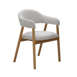 Eetkamerstoel Noémi - Eikenhout/Polyester - Beige - Set van 2