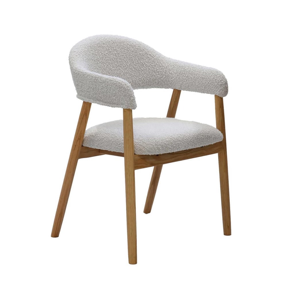 Giga Meubel Eetkamerstoel Noémi - Eikenhout/Polyester - Beige - Set van 2